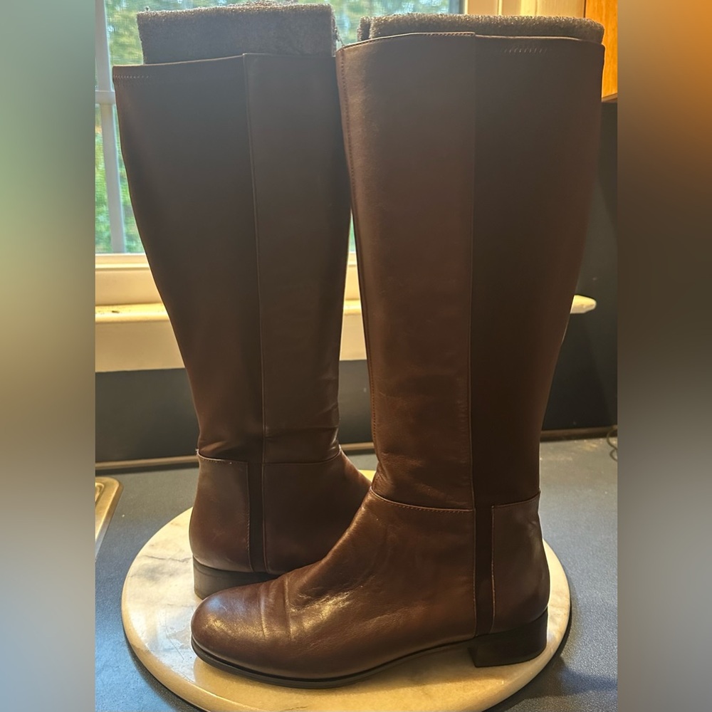 NINE WEST VINTAGE AMERICA  Brown Leather Knee-High Selenao Riding Boots Sz 6.5